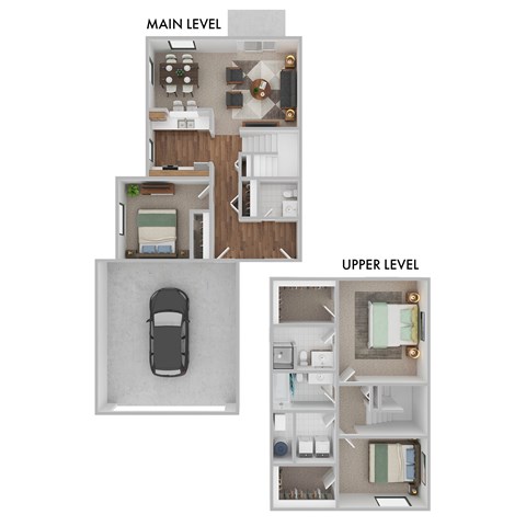 Floor plan for 3 beds, 2.5 baths, 1450 sqft